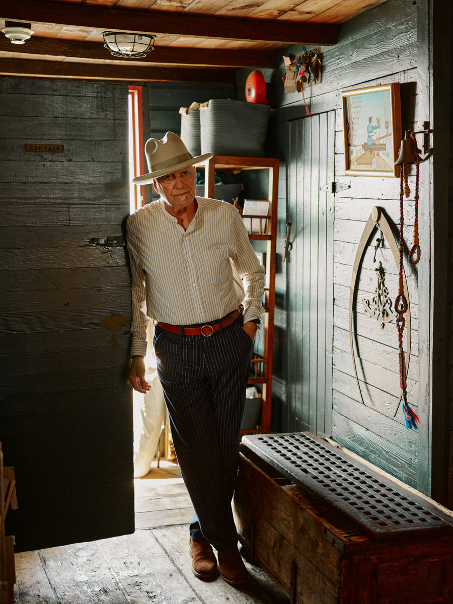 Band Collar Shirt in Antique Offset Stripe – Quaker Marine Supply Co.