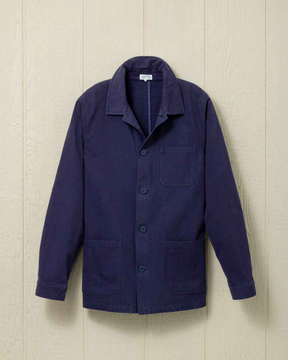 French Workman's Jacket in Navy Herringbone – Quaker Marine Supply Co.
