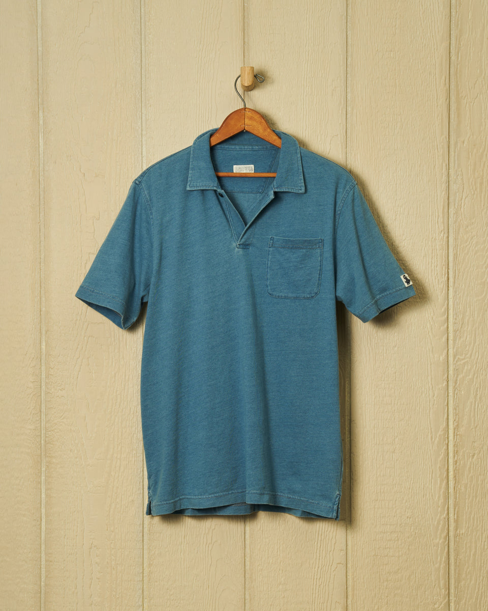 Indigo Polo in Washed Jersey – Quaker Marine Supply Co.