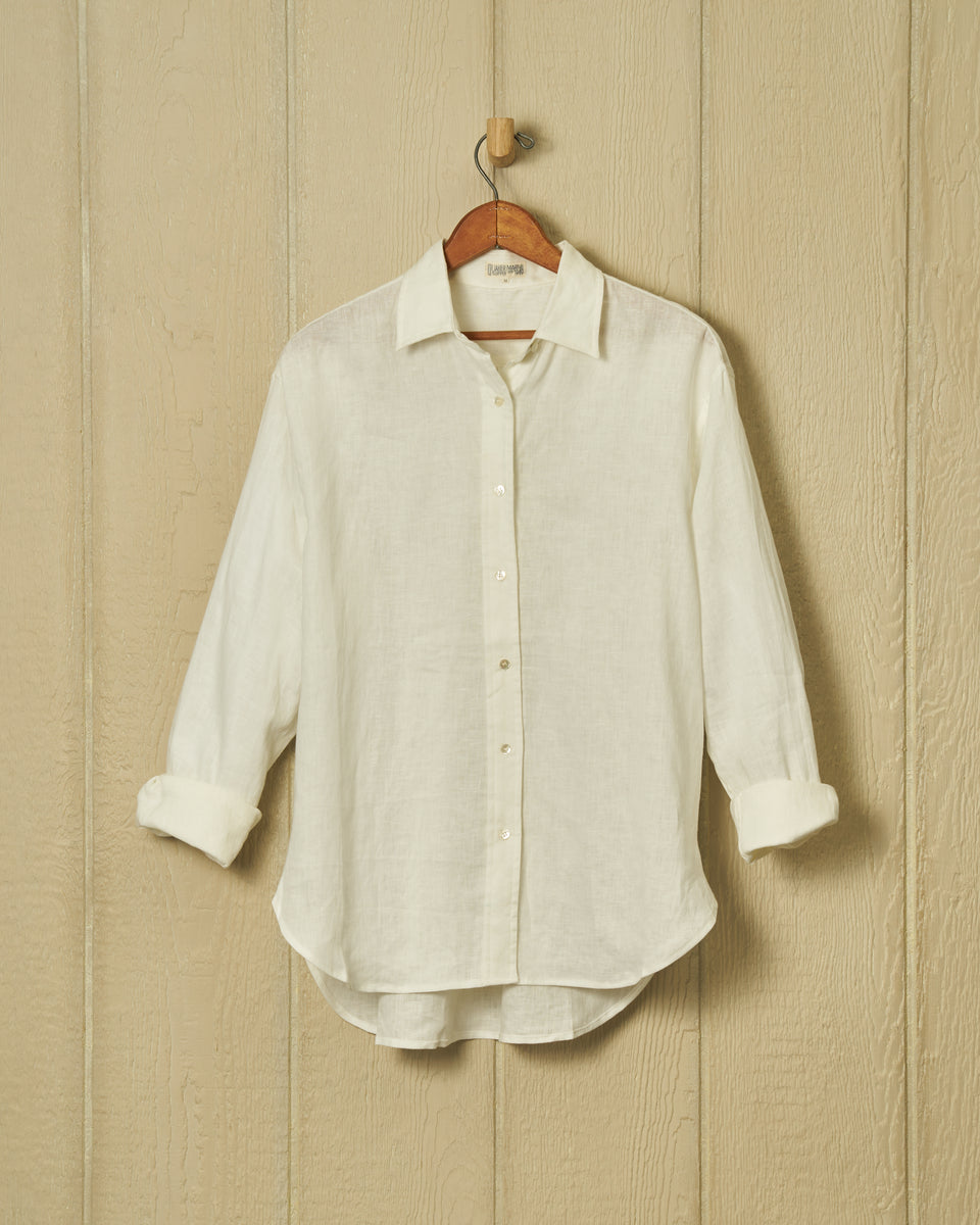 Women's Linen Shirt in White Quaker Marine Supply Co.