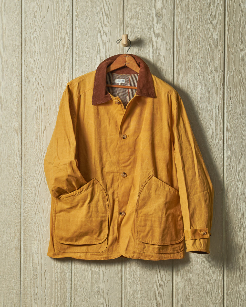 Gamekeeper Jacket in Goldenrod Waxed Canvas Quaker Marine Supply Co.