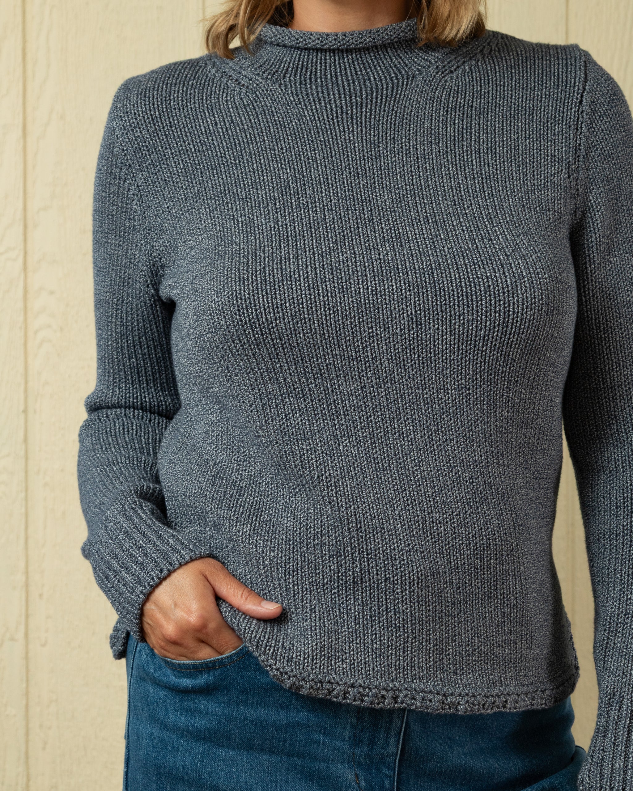 Women's Fisherman's Sweater in Denim Mix – Quaker Marine Supply Co.