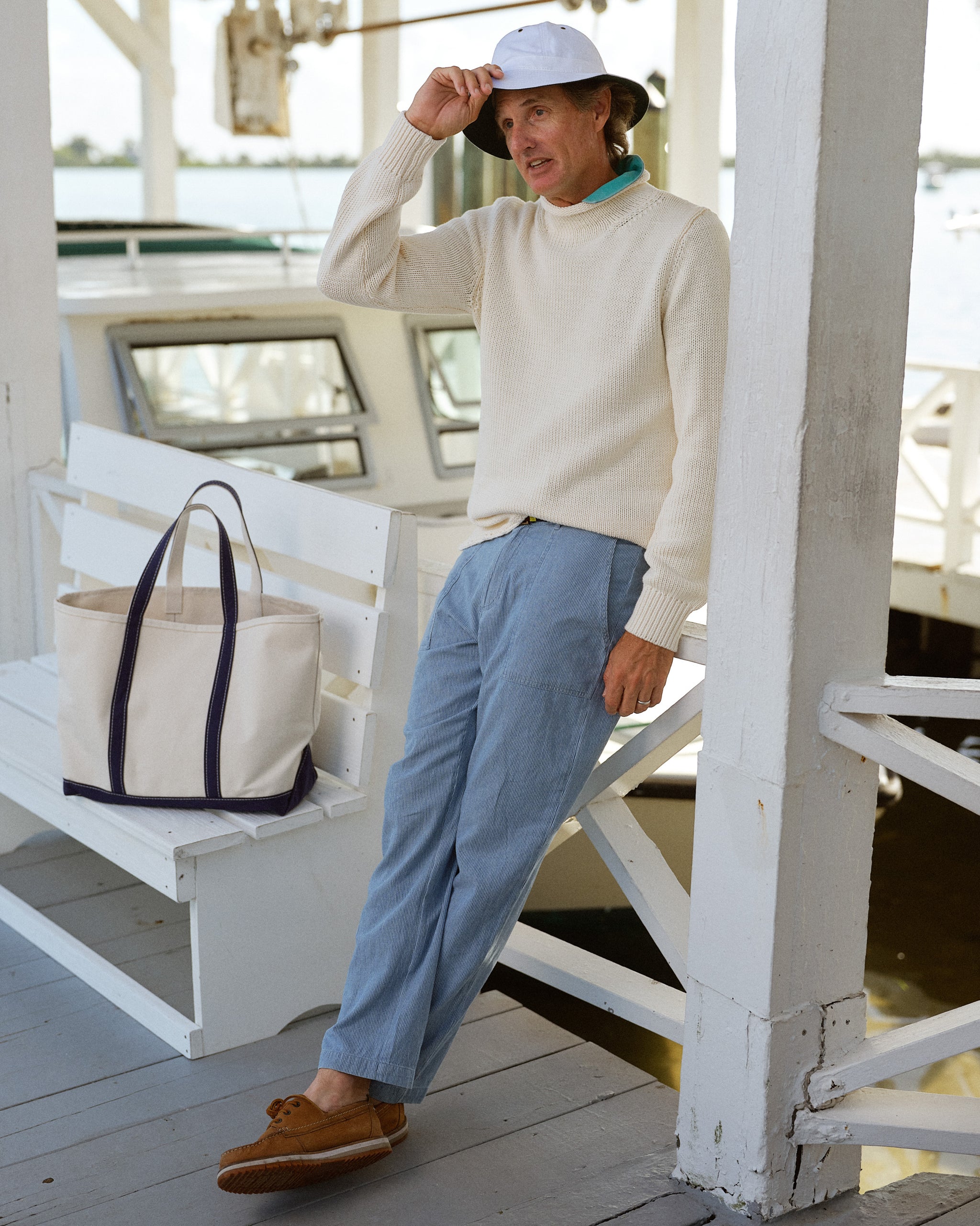 Fisherman's Sweater in Egret – Quaker Marine Supply Co.