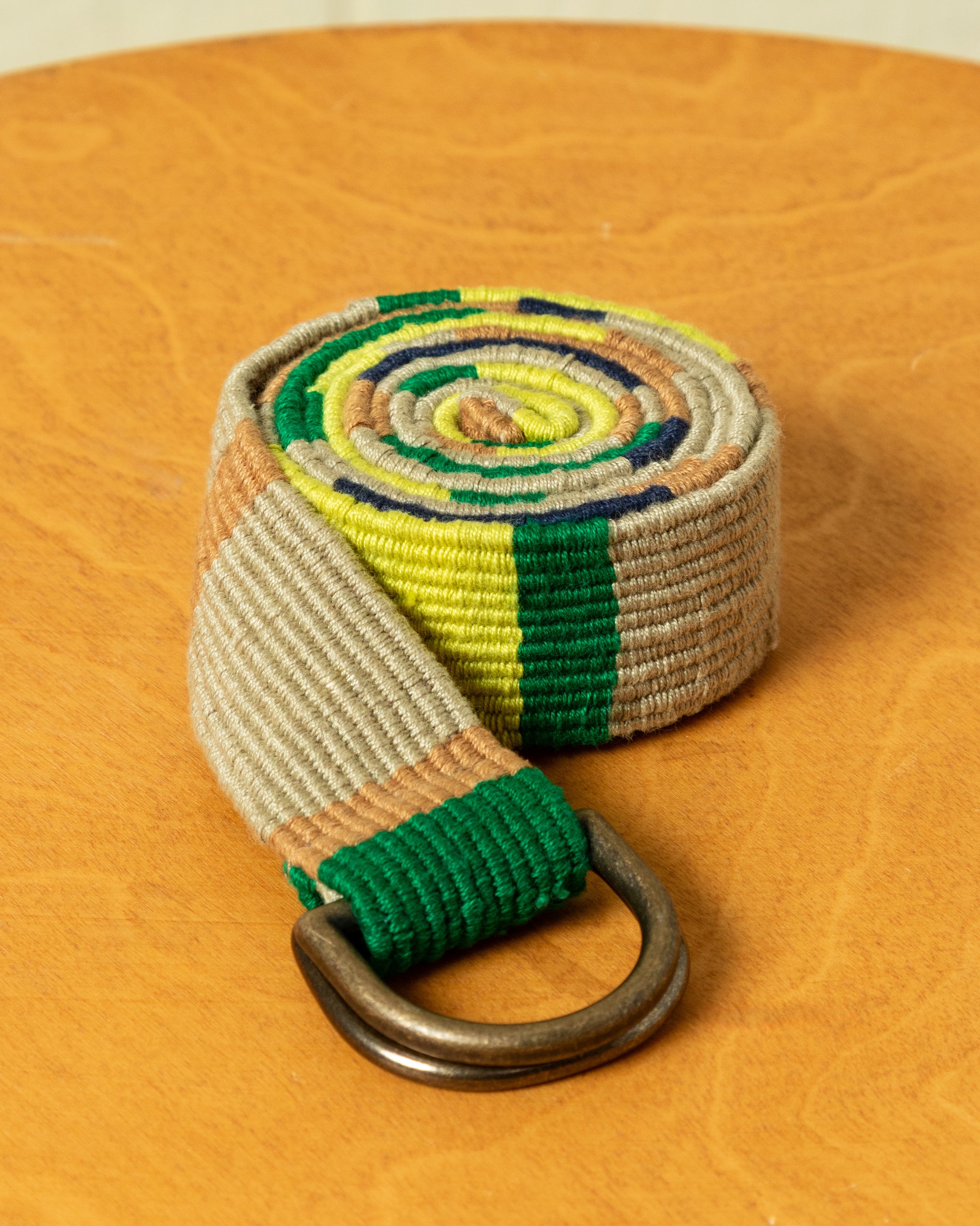NWOT Frame Denim Le D Ring Belt in Olive Green with Gold Hardware Striped D Ring Webbing Canvas Belt | Beige Olive | Loopi Belts main image 2