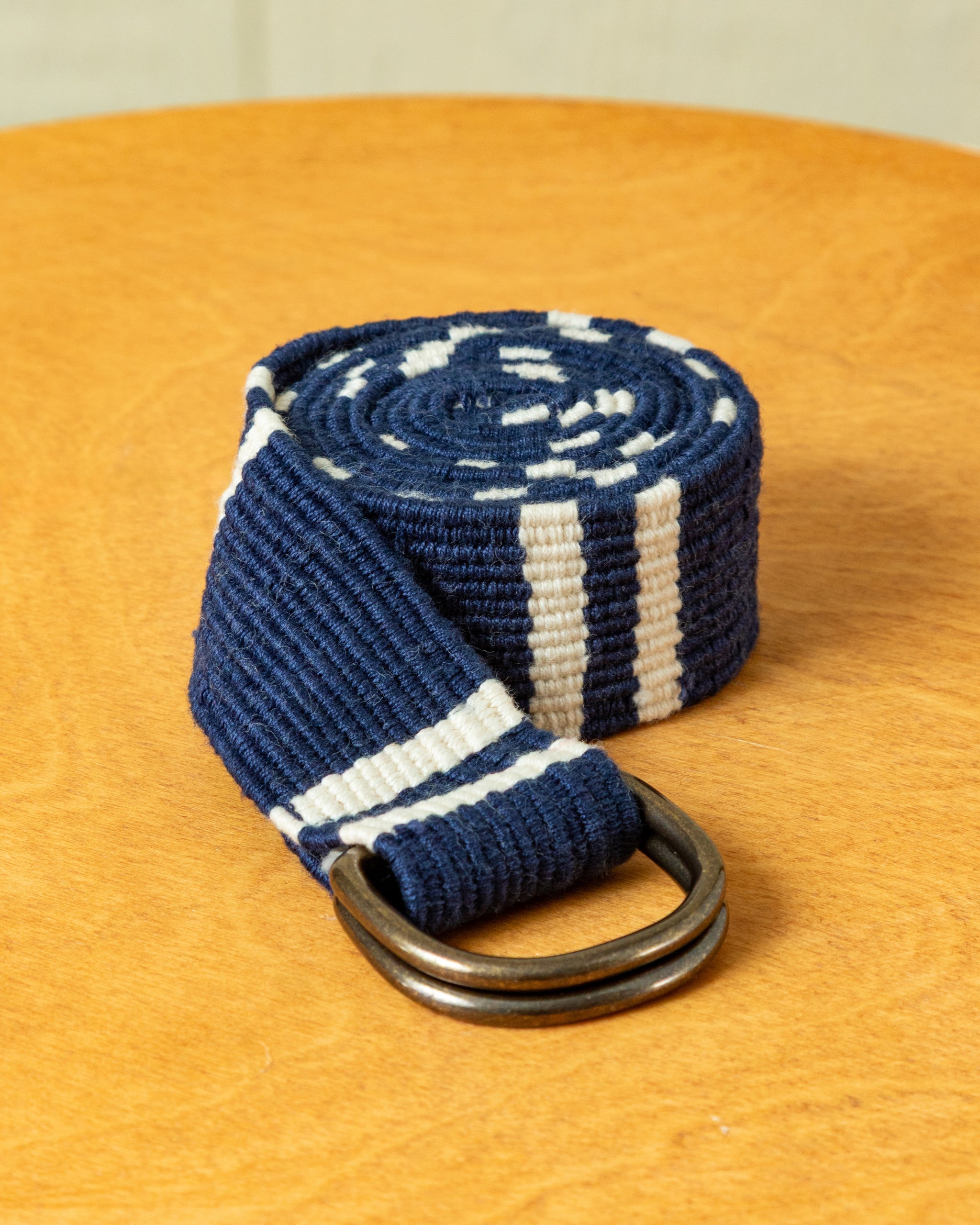 D-Ring Belt in Navy/Cream Regimental Stripe – Quaker Marine Supply Co.