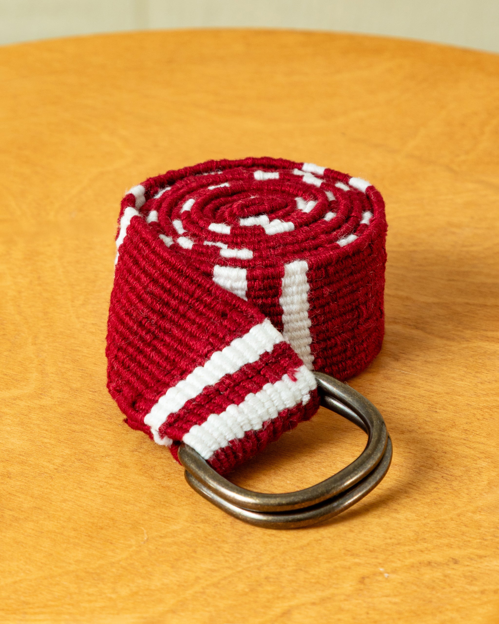D-Ring Belt in Oxblood/Cream Regimental Stripe – Quaker  display picture 3