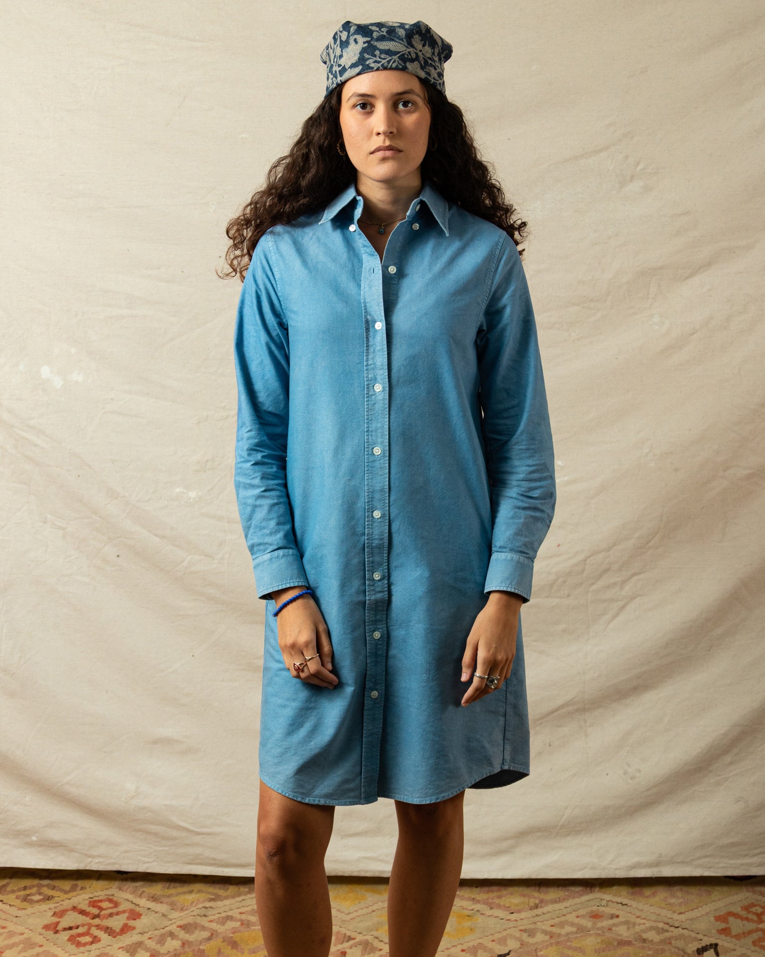 Garment Dyed Oxford Dress in Chambray L Garment Dyed Oxford Dress in Chambray L