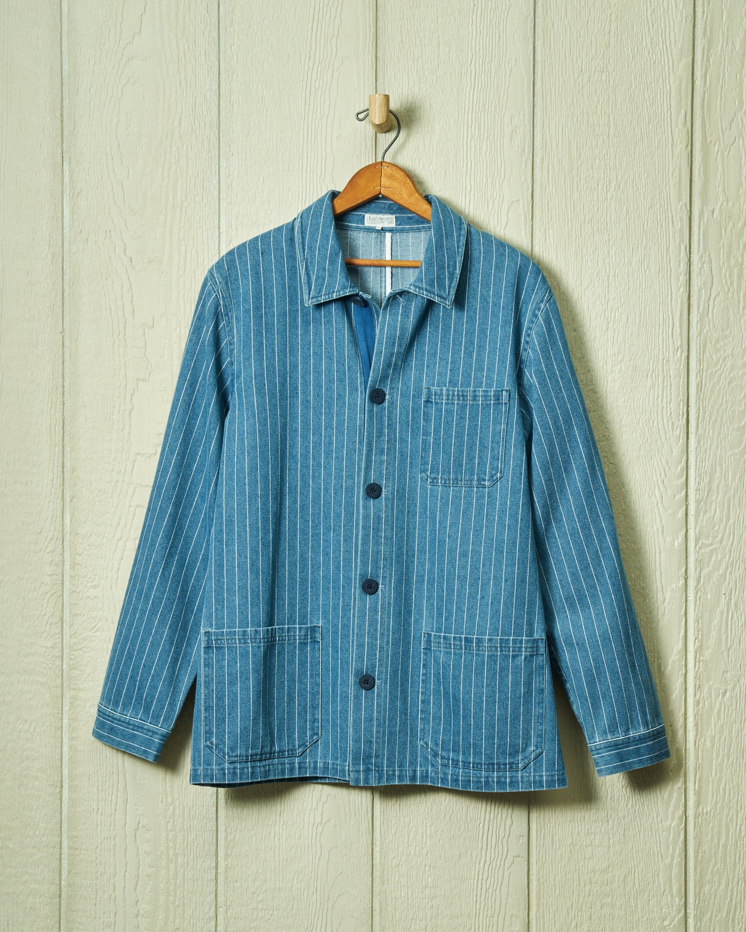 60’s〜Angelica stripe work jacket French Workman's Jacket in Pinstripe Denim – Quaker Marine Supply Co.