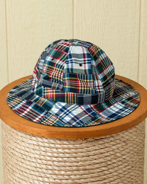 Standard Sailing Hat in Navy Patchwork Madras – Quaker Marine