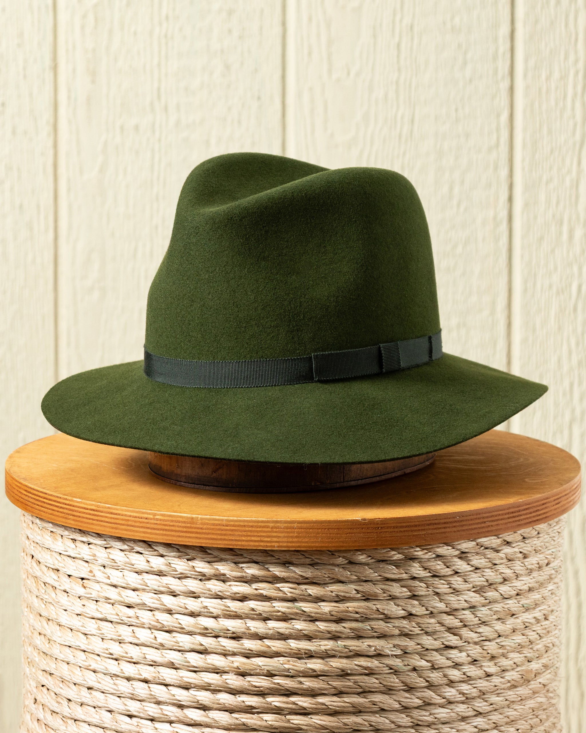 OLIVE & PIQUE WOOL FELT BANDED BOATER HAT Bailey Soft Wool Felt Fedora - Light Olive | Men main image 3