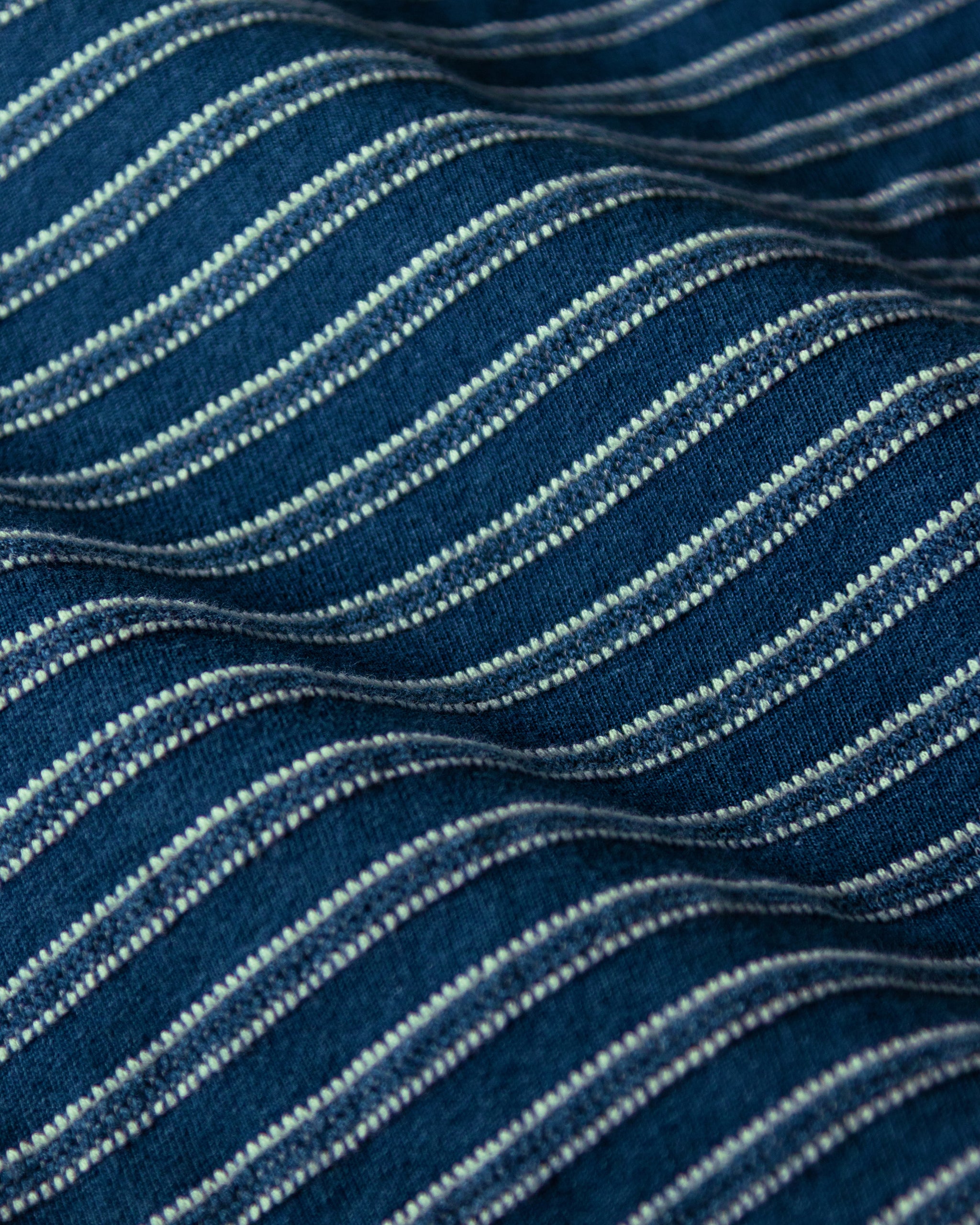 Long Sleeve Indigo Polo in Mid Wash Jacquard Stripe – Quaker