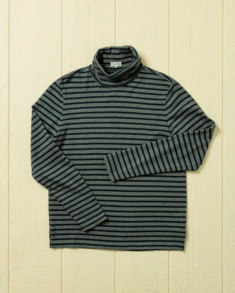 美品 MENS MARINE STRIPE HIGH NECKBRIEFING Breton Stripe Fisherman's Sweater in Navy/Gold – Quaker Marine