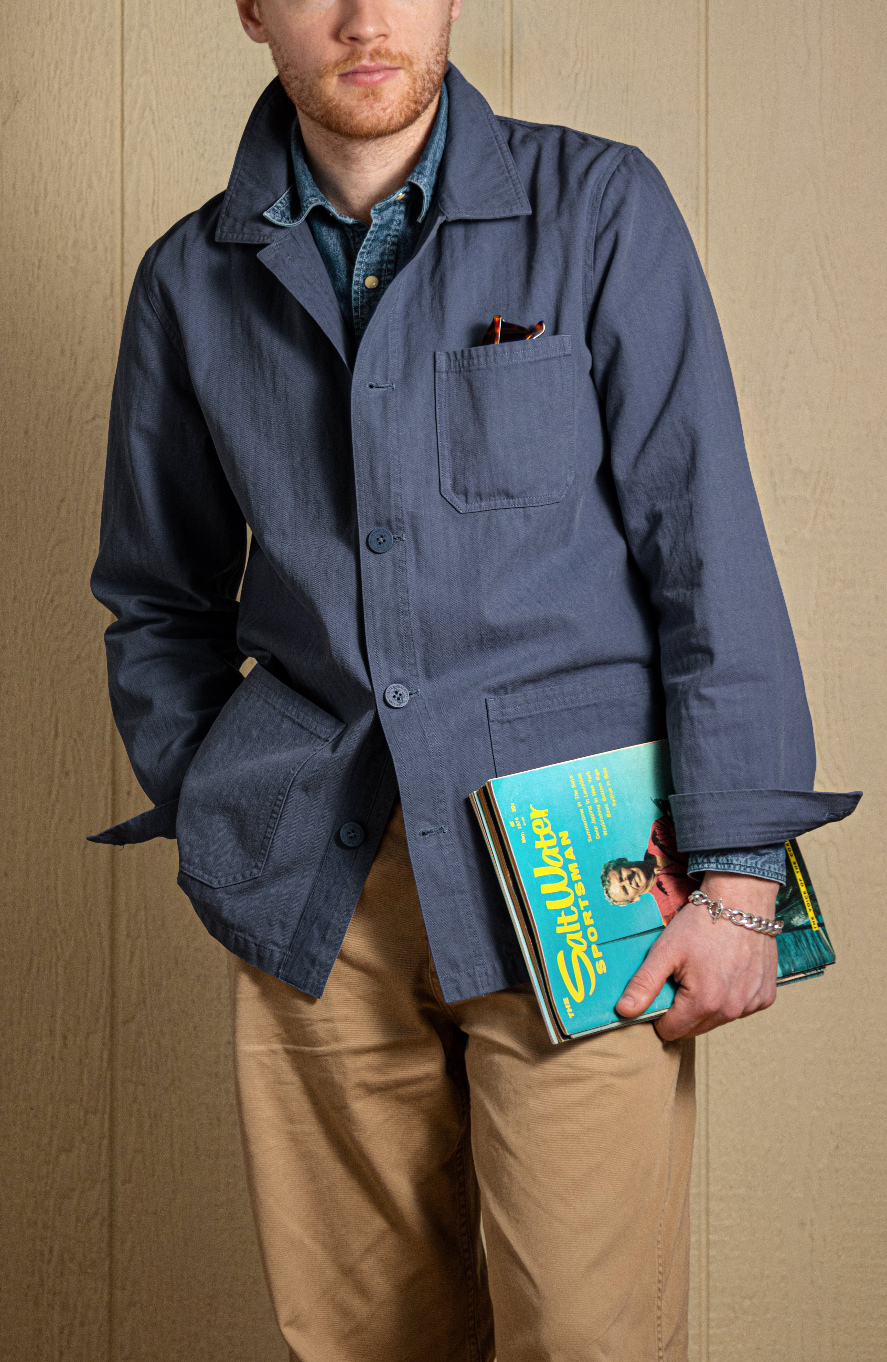 French Workman Jacket Rework French Workman’s Jacket in Navy Herringbone – Quaker Marine Supply Co.