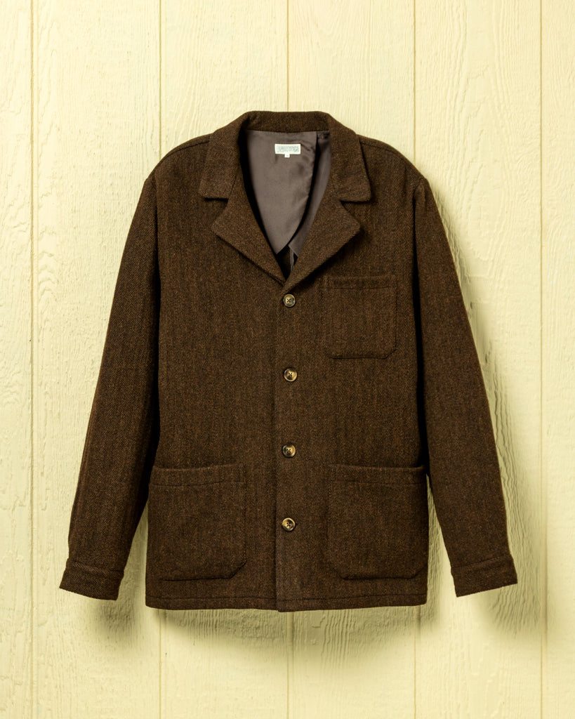 French Workman's Jacket in Khaki Herringbone – Quaker Marine