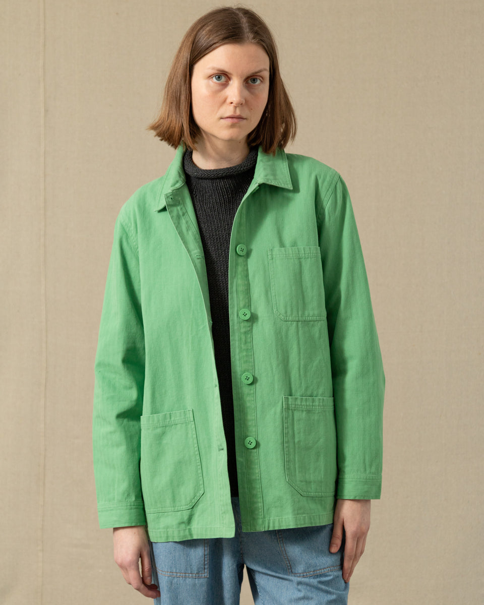 French Workman Jacket Rework Women’s French Workman’s Jacket in Billiard Green Herringbone – Quaker ...