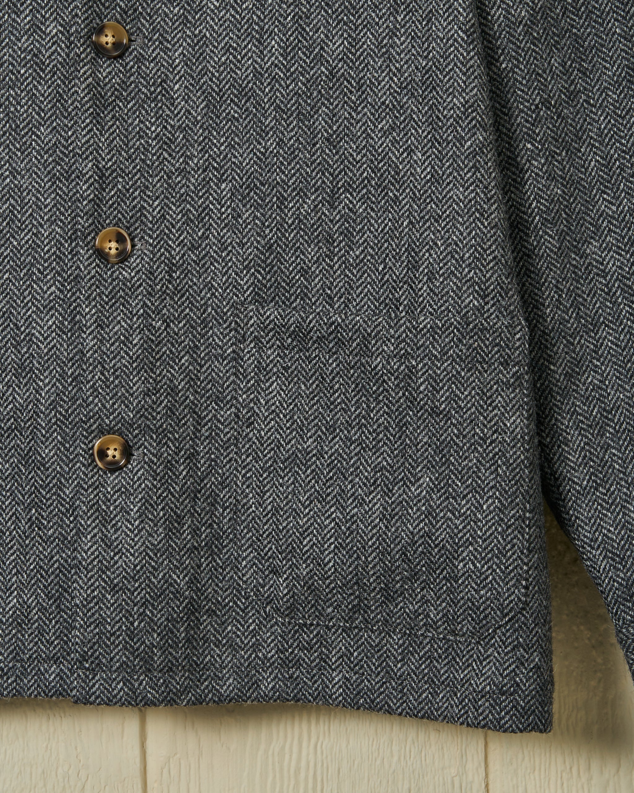 Shetland Wool Loafer Jacket in Charcoal Herringbone – Quaker