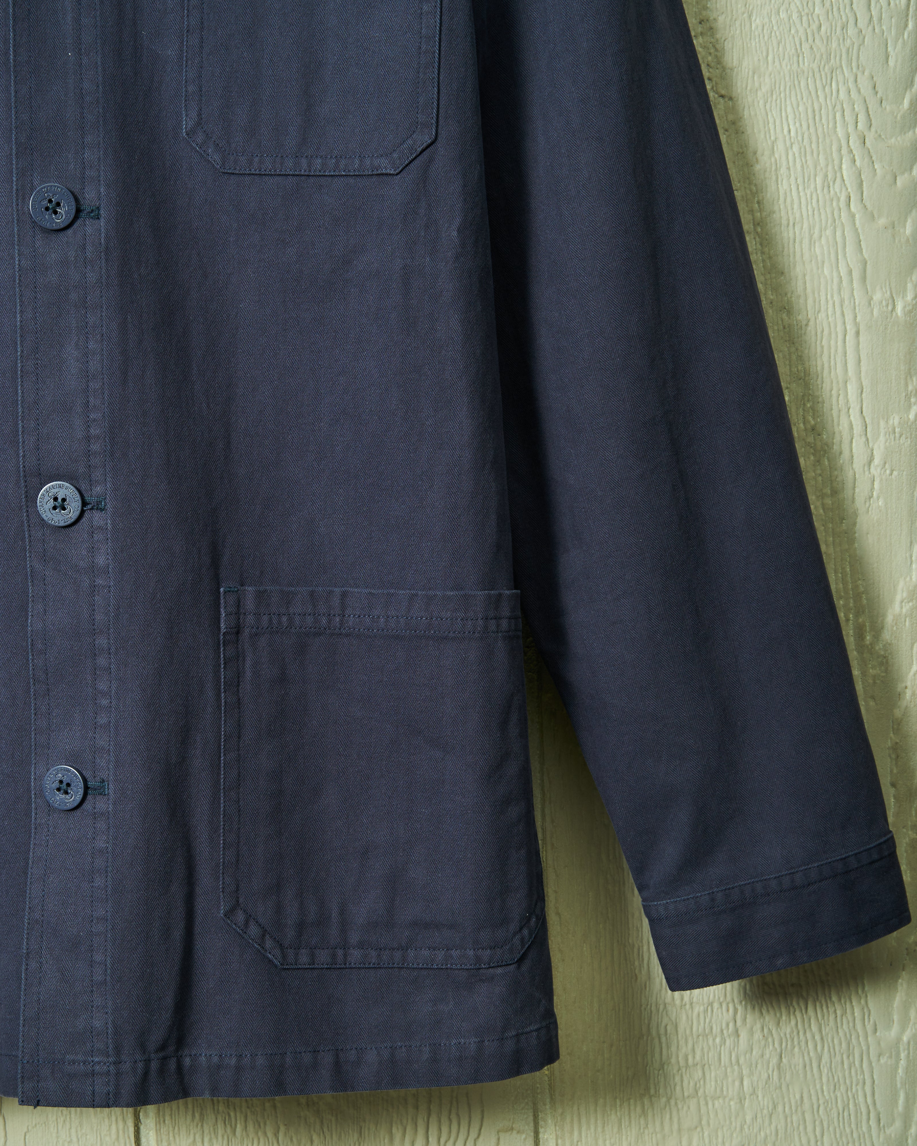 French Workman Jacket Rework French Workman’s Jacket in Navy Herringbone – Quaker Marine Supply Co.
