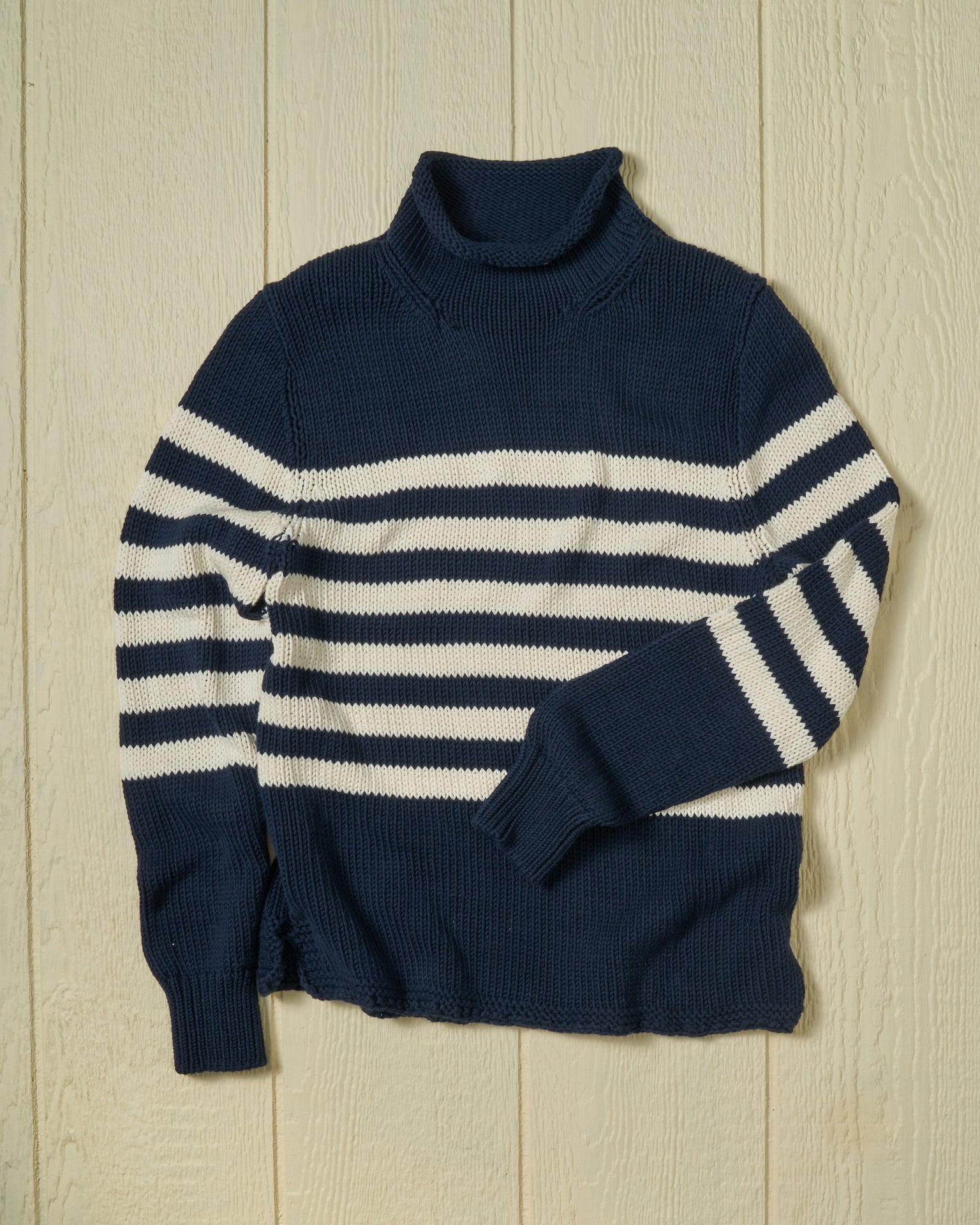 Fisherman's Sweater in Navy/Egret Breton Stripe – Quaker Marine