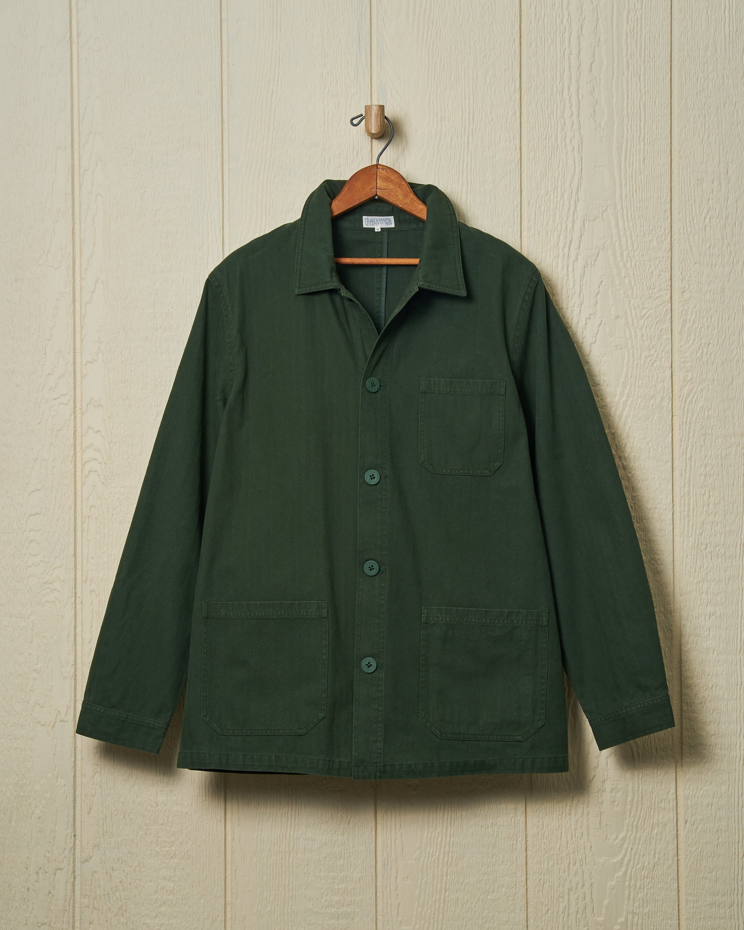 French Workman Jacket Rework French Workman’s Jacket in Parks Department Green Herringbone – Quaker ...