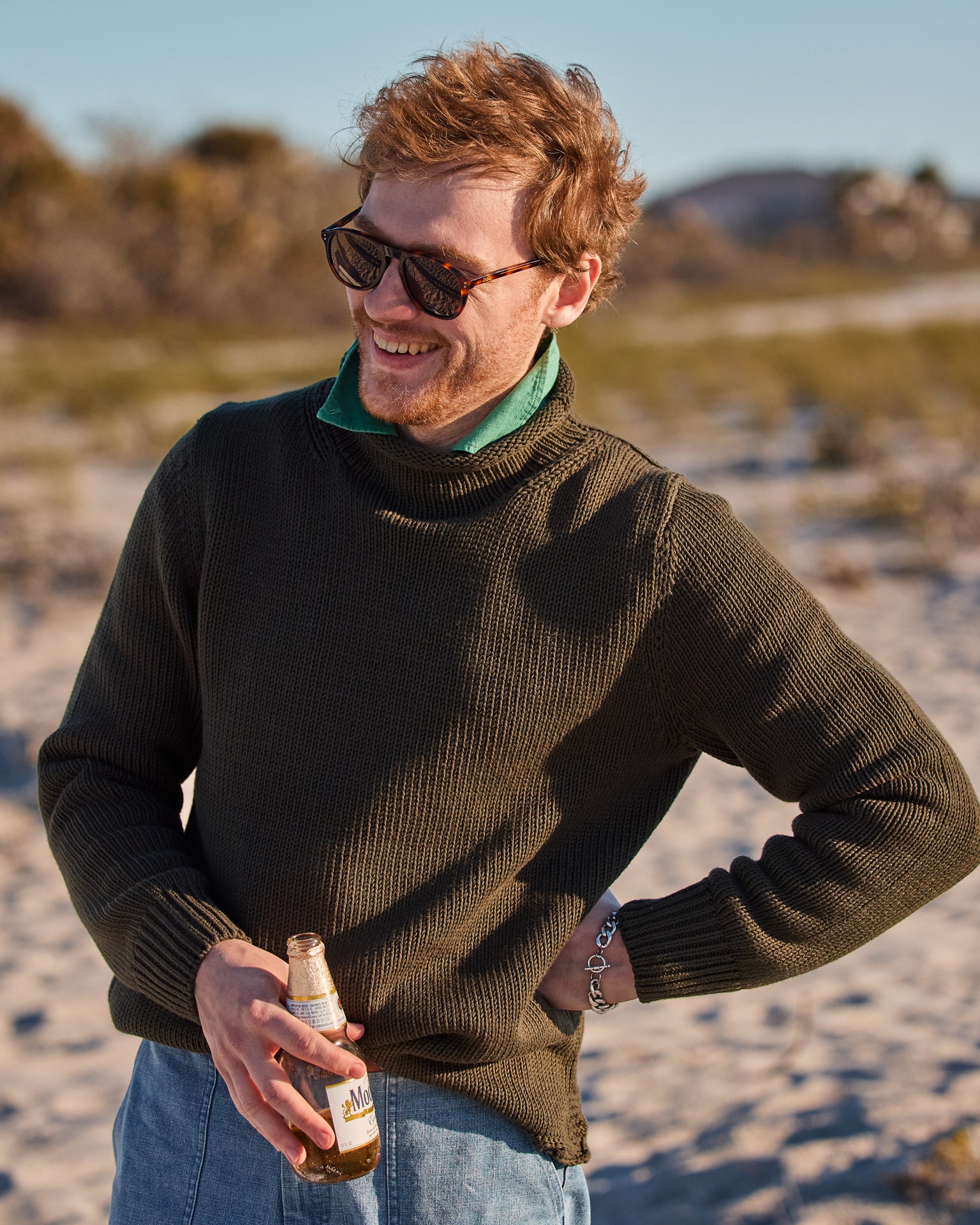 Fisherman's Sweater in Olive – Quaker Marine Supply