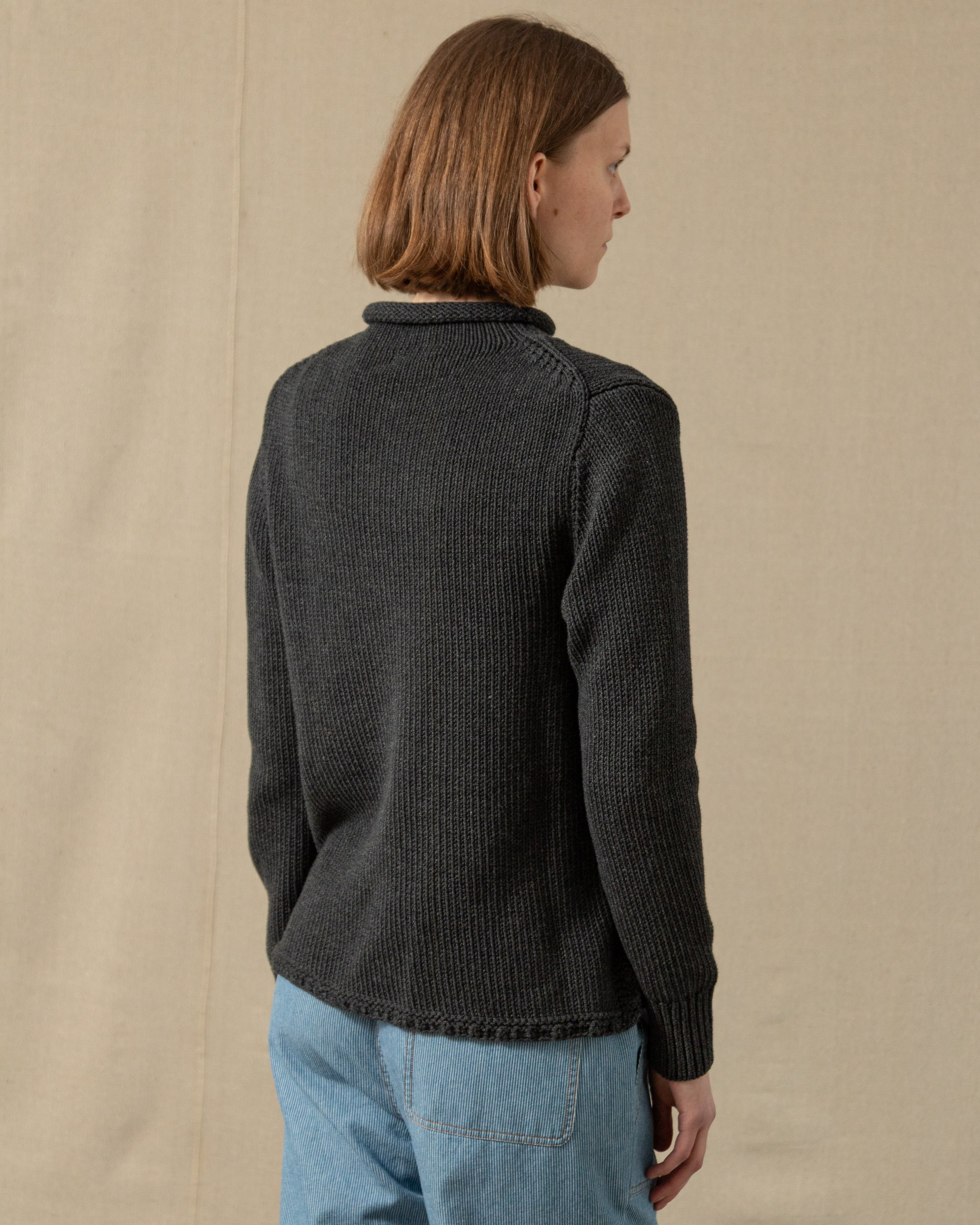 Women's Fisherman's Sweater in Charcoal – Quaker Marine Supply Co.