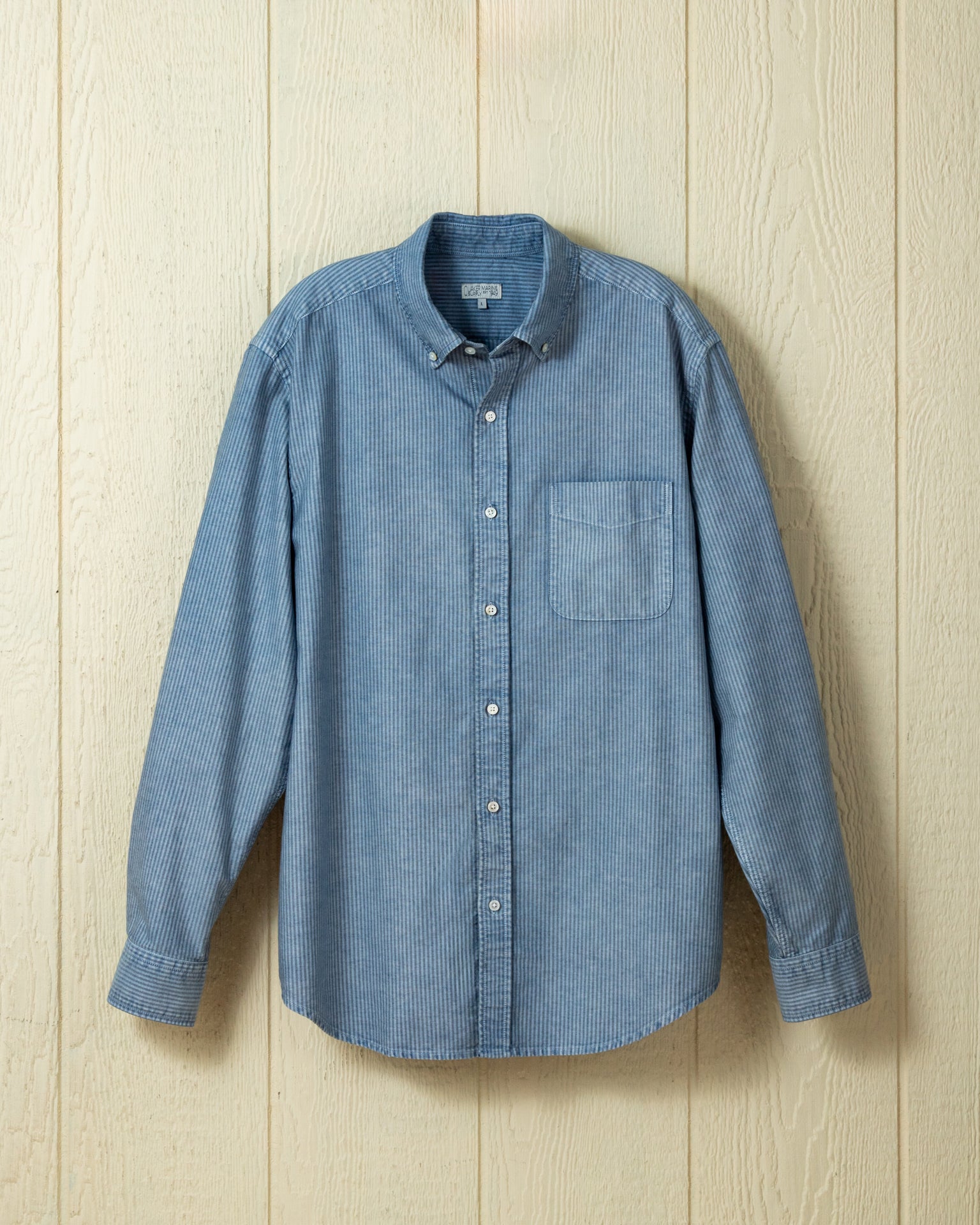 mens chambray dress shirt Garment Dyed Oxford Stripe Shirt in Chambray XXL