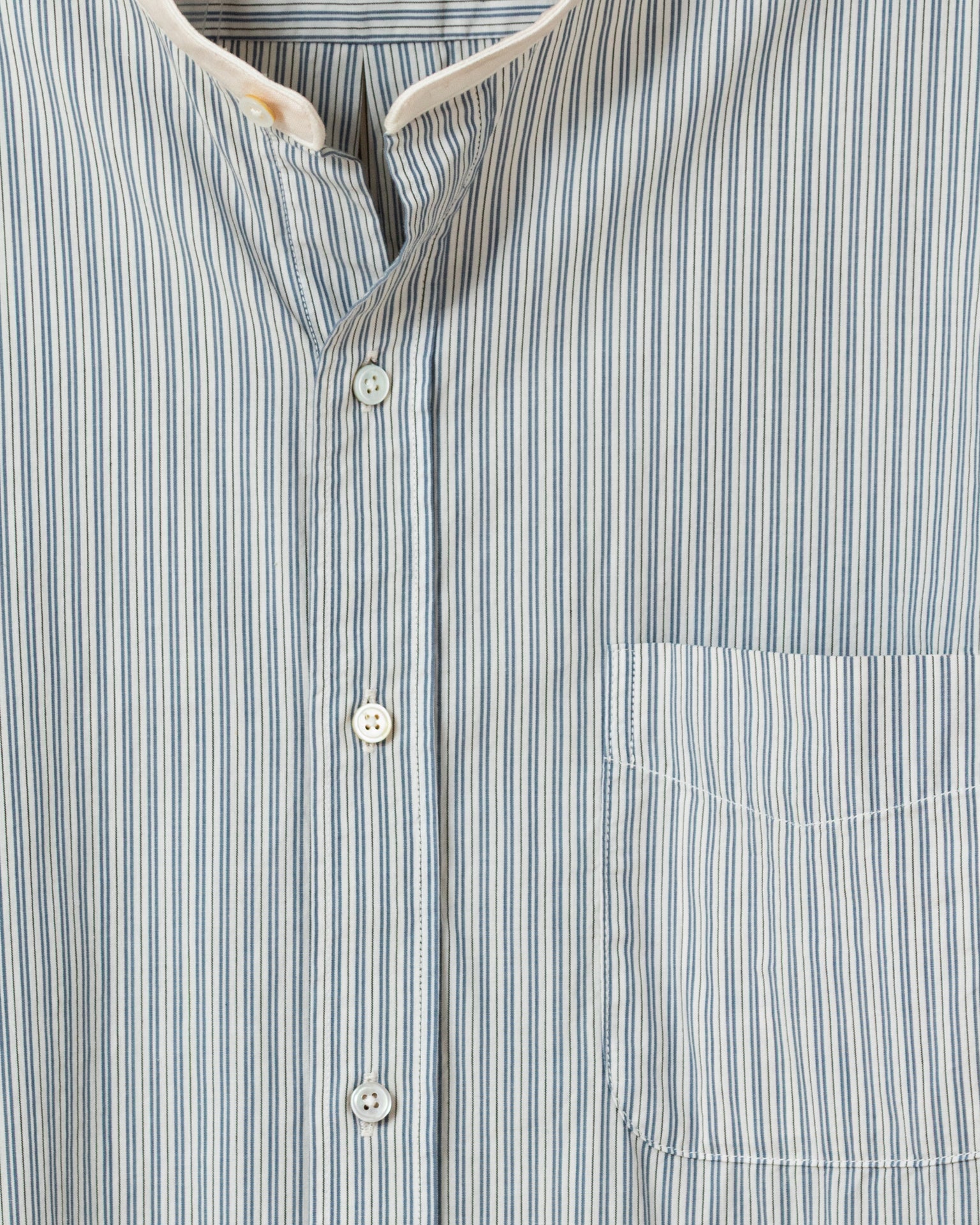 Band Collar Shirt in Antique Double Stripe XXL Band Collar Shirt in Antique Double Stripe XXL