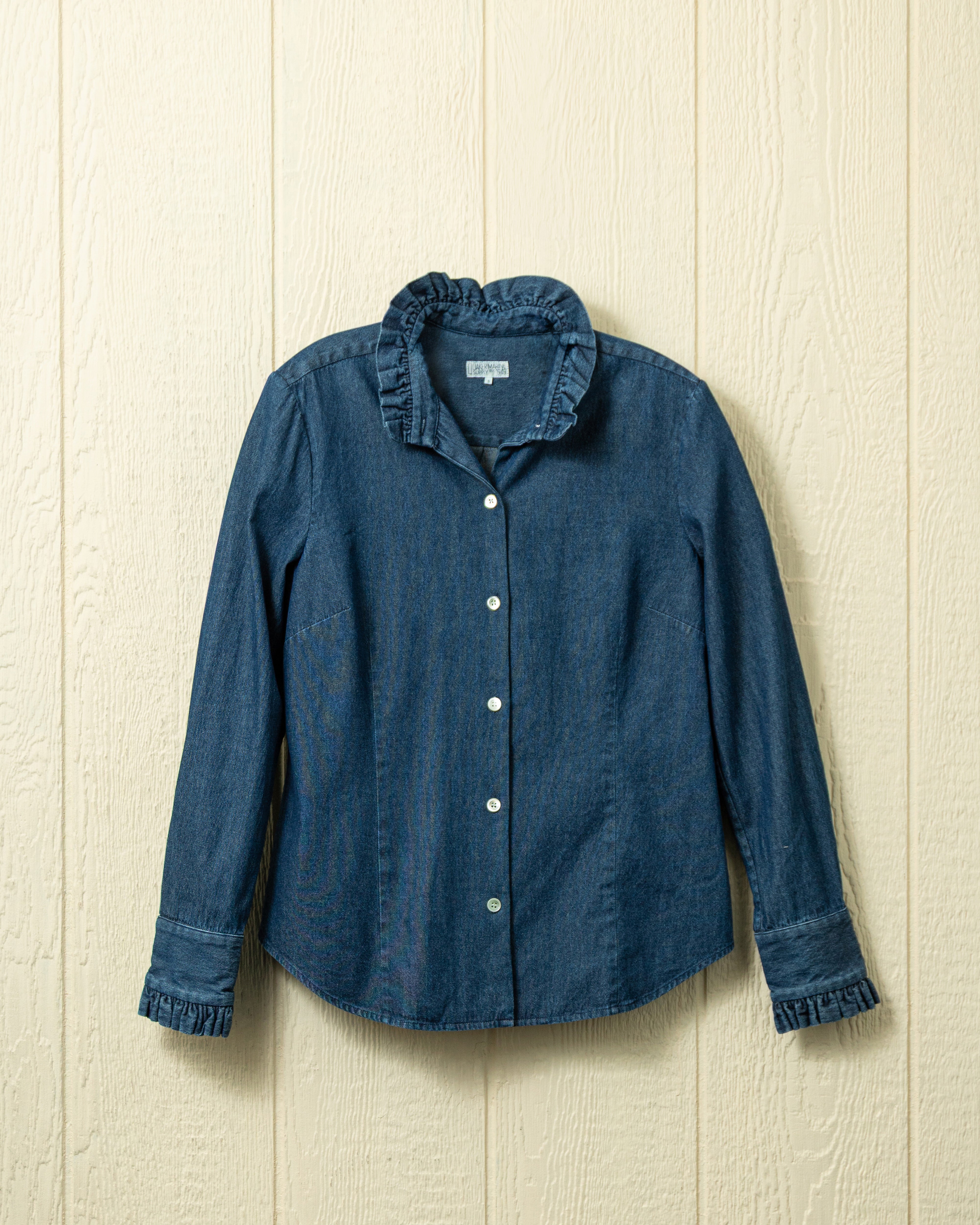 Ruffle Shirt in Denim L Ruffle Shirt in Denim L